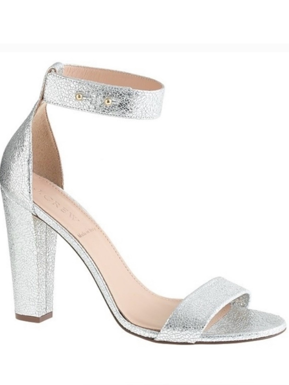 J.Crew silver lanie stacked heel